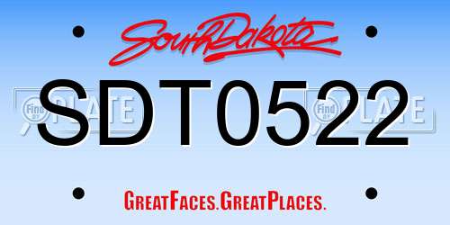 SDT0522 South Dakota License Plate