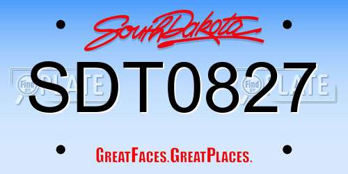SDT0827 South Dakota License Plate