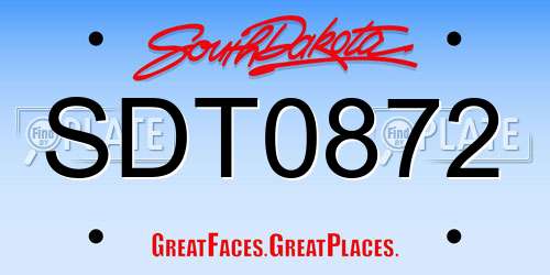 SDT0872 South Dakota License Plate