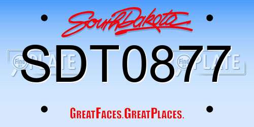 SDT0877 South Dakota License Plate