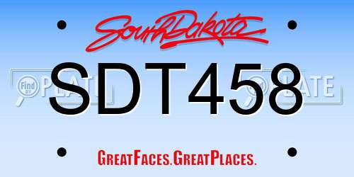 SDT458 South Dakota License Plate