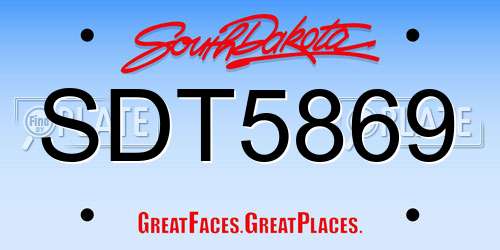 SDT5869 South Dakota License Plate