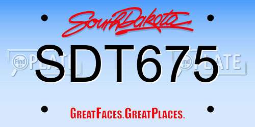 SDT675 South Dakota License Plate