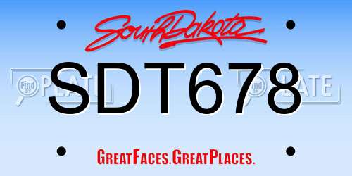 SDT678 South Dakota License Plate