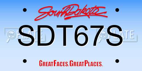 SDT67S South Dakota License Plate