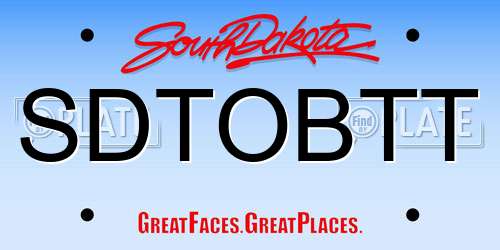 SDTOBTT South Dakota License Plate