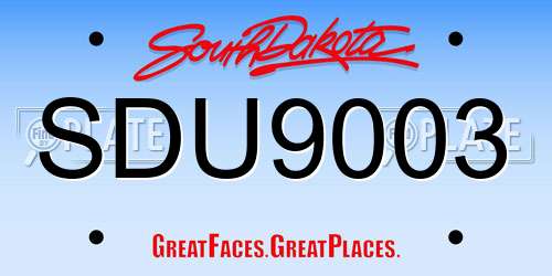 SDU9003 South Dakota License Plate