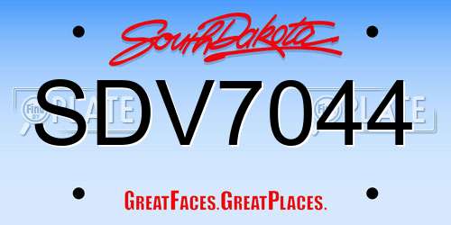 SDV7044 South Dakota License Plate
