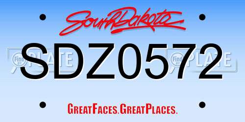 SDZ0572 South Dakota License Plate