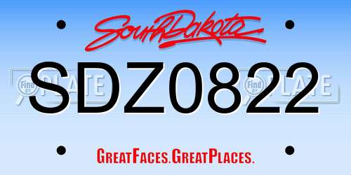 SDZ0822 South Dakota License Plate