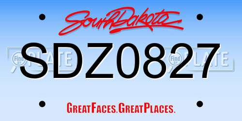 SDZ0827 South Dakota License Plate