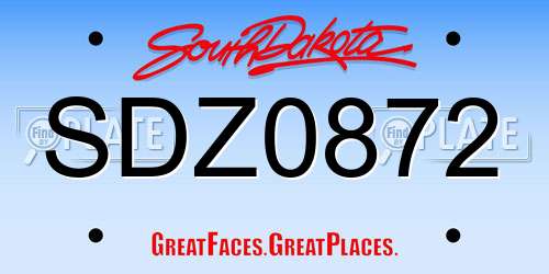 SDZ0872 South Dakota License Plate