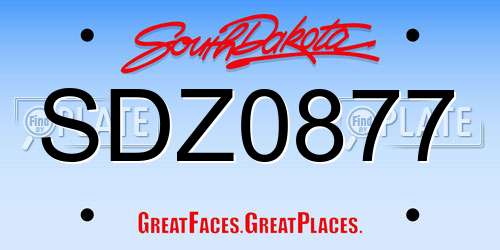 SDZ0877 South Dakota License Plate