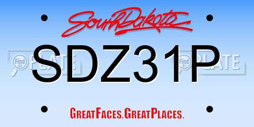 SDZ31P South Dakota License Plate