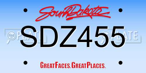 SDZ455 South Dakota License Plate