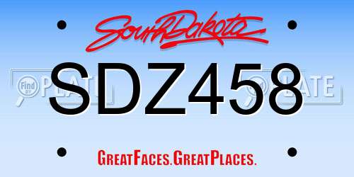 SDZ458 South Dakota License Plate
