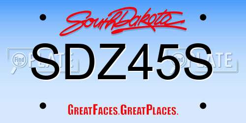 SDZ45S South Dakota License Plate