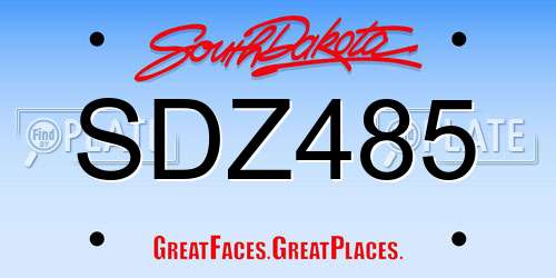 SDZ485 South Dakota License Plate