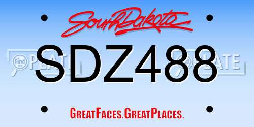 SDZ488 South Dakota License Plate