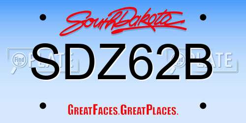 SDZ62B South Dakota License Plate