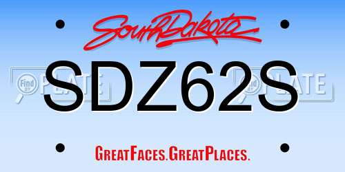 SDZ62S South Dakota License Plate