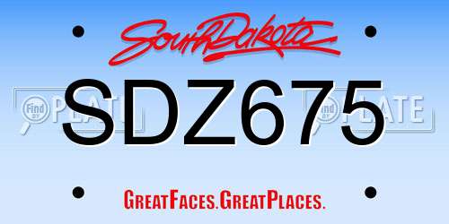 SDZ675 South Dakota License Plate