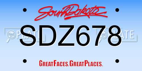 SDZ678 South Dakota License Plate