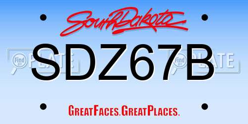 SDZ67B South Dakota License Plate