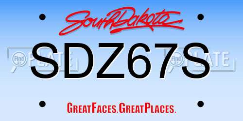SDZ67S South Dakota License Plate