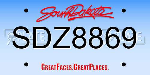 SDZ8869 South Dakota License Plate