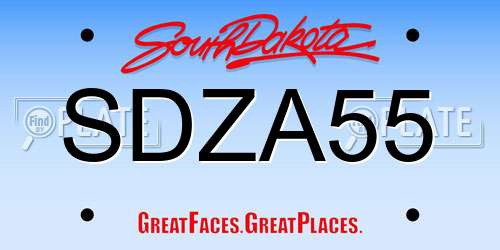 SDZA55 South Dakota License Plate