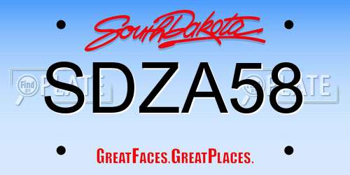 SDZA58 South Dakota License Plate