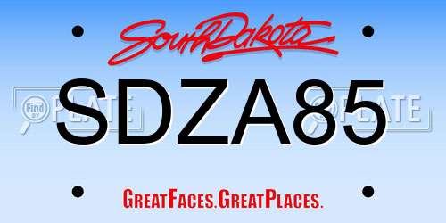 SDZA85 South Dakota License Plate