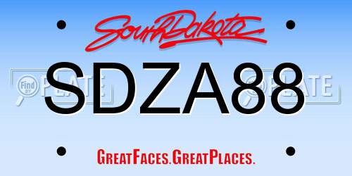 SDZA88 South Dakota License Plate