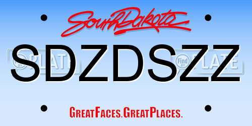 SDZDSZZ South Dakota License Plate