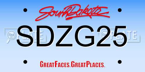 SDZG25 South Dakota License Plate