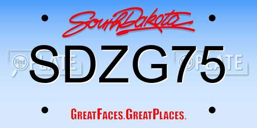 SDZG75 South Dakota License Plate