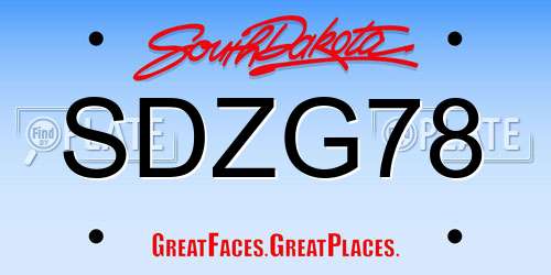 SDZG78 South Dakota License Plate