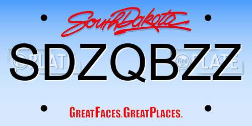 SDZQBZZ South Dakota License Plate
