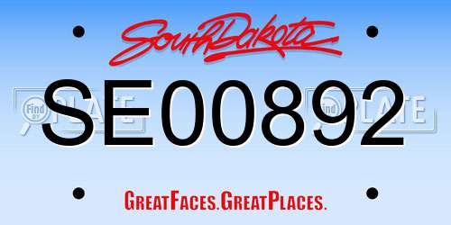 SE00892 South Dakota License Plate