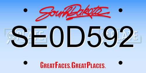SE0D592 South Dakota License Plate