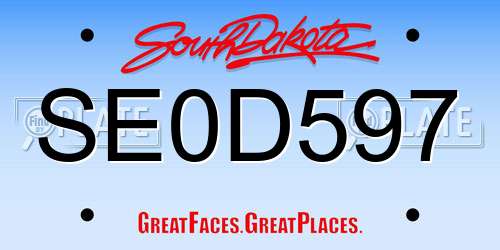 SE0D597 South Dakota License Plate