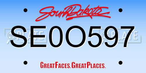 SE0O597 South Dakota License Plate