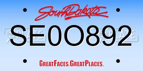 SE0O892 South Dakota License Plate