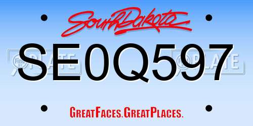 SE0Q597 South Dakota License Plate