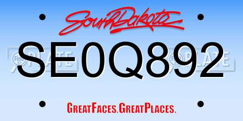 SE0Q892 South Dakota License Plate