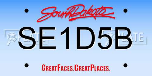 SE1D5B South Dakota License Plate