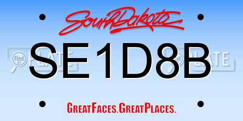 SE1D8B South Dakota License Plate