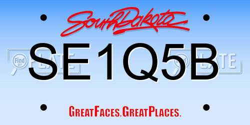 SE1Q5B South Dakota License Plate