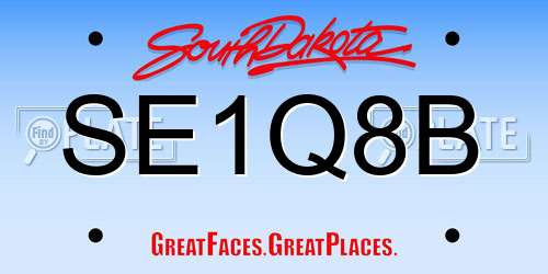 SE1Q8B South Dakota License Plate